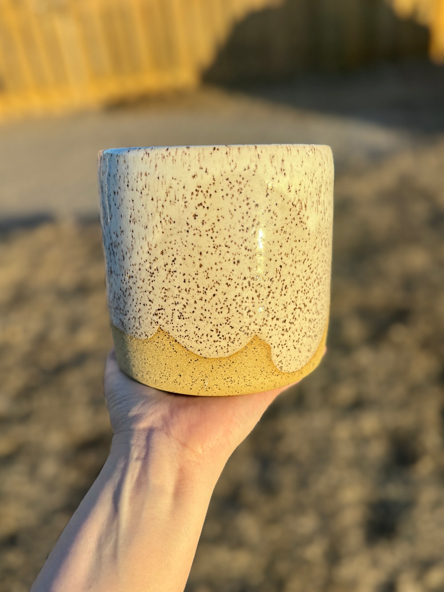 Organic white speckled utensil holder/vase