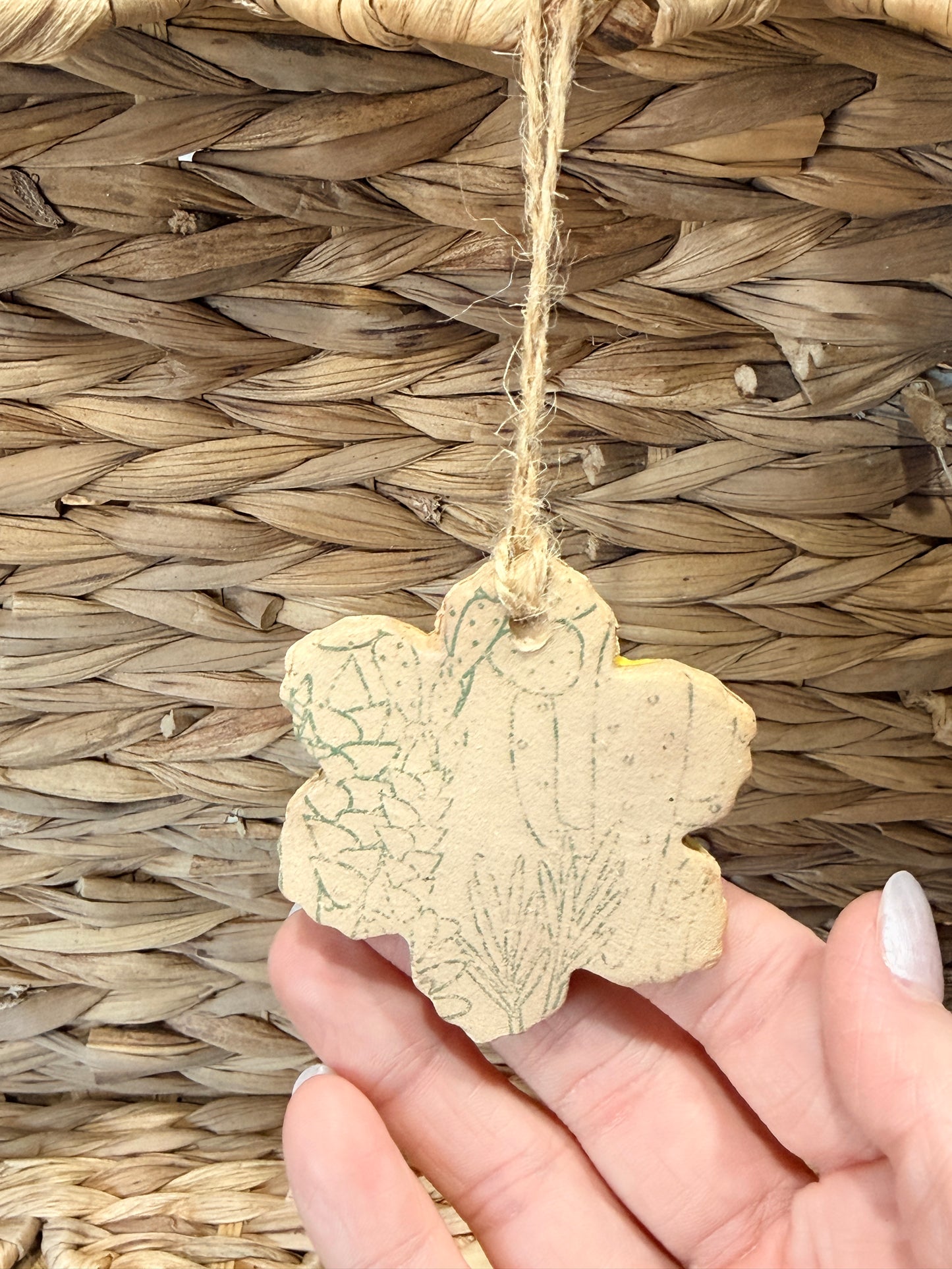 Flower cactus print ornament