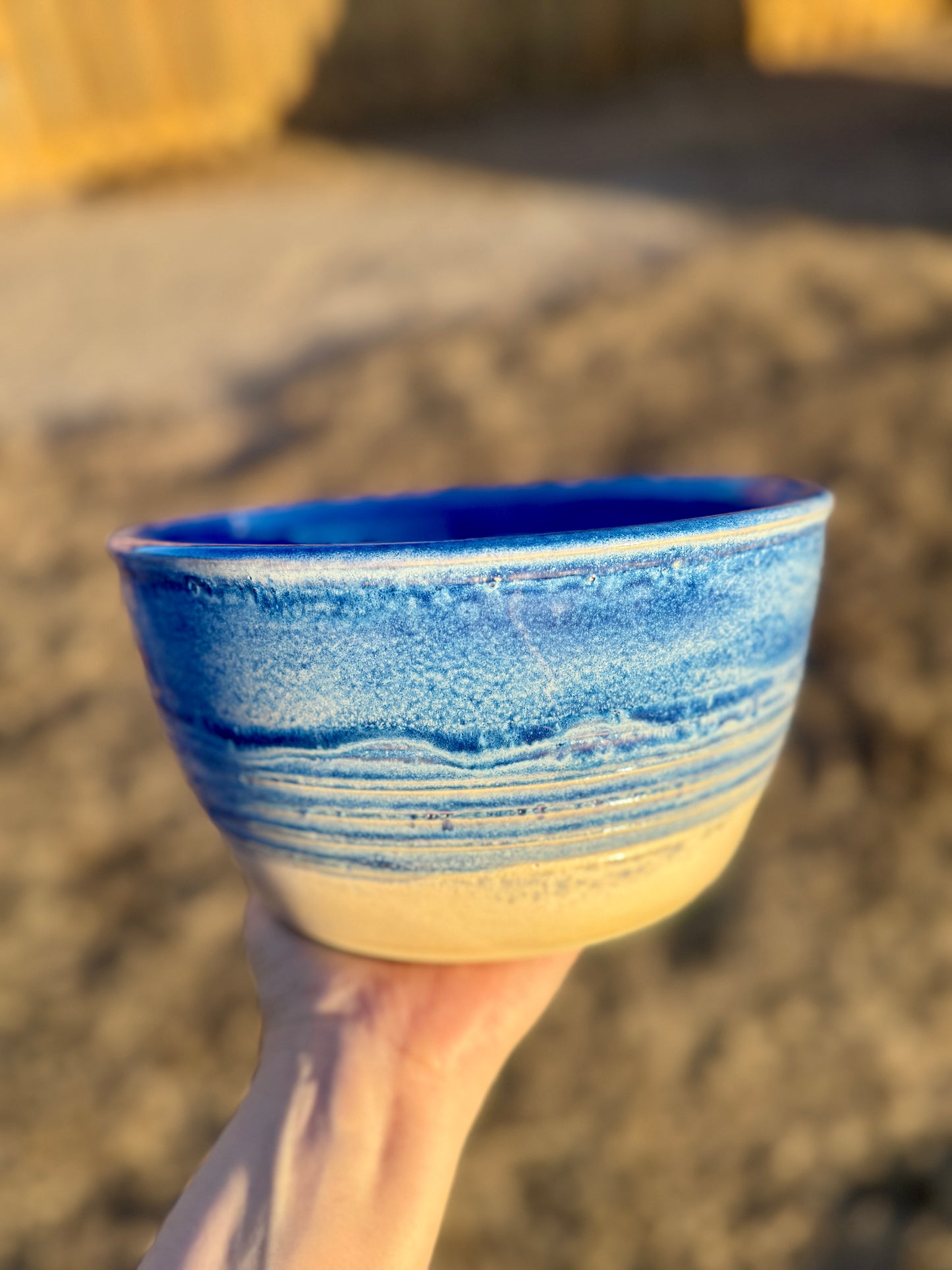 Blue serving or mixing bowl