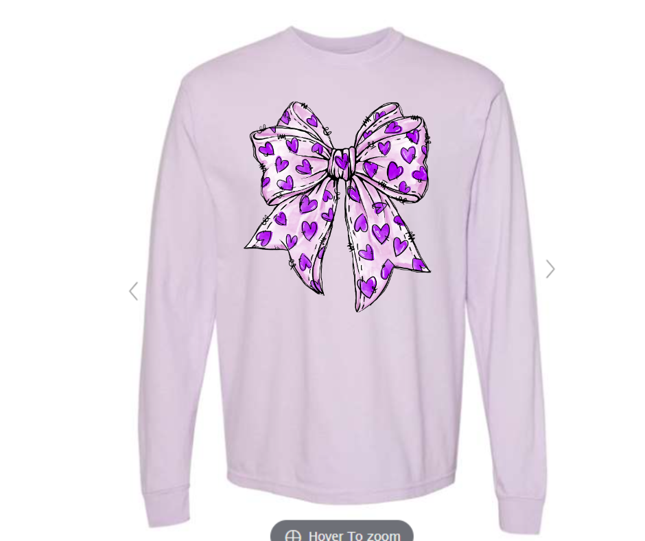 ADULT & YOUTH SIZES - Purple Heart Bow - Apparel