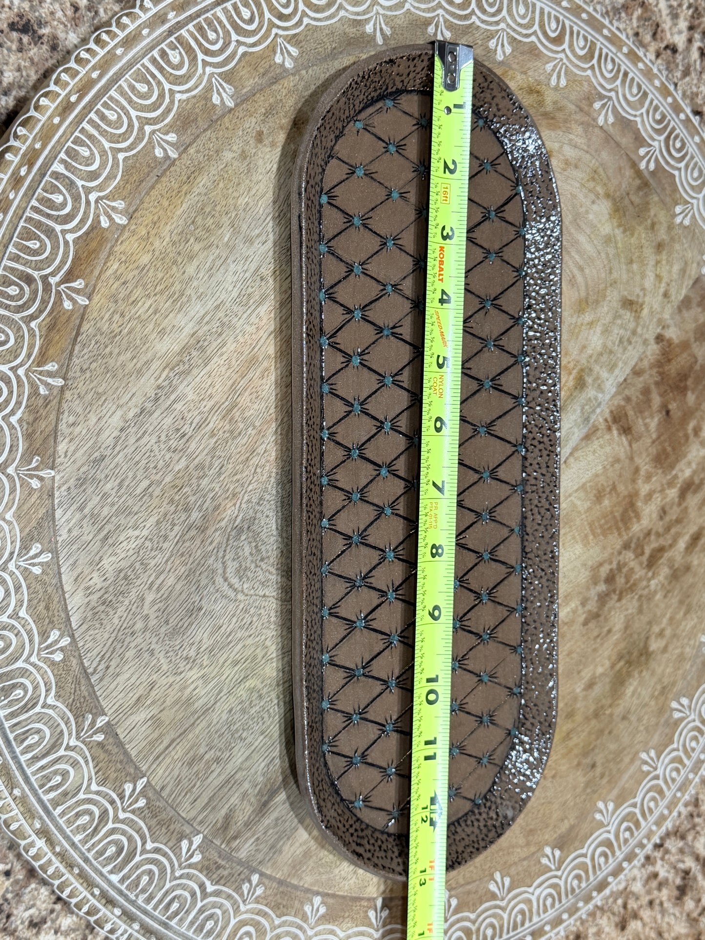 “Tooled leather” diamond pattern platter