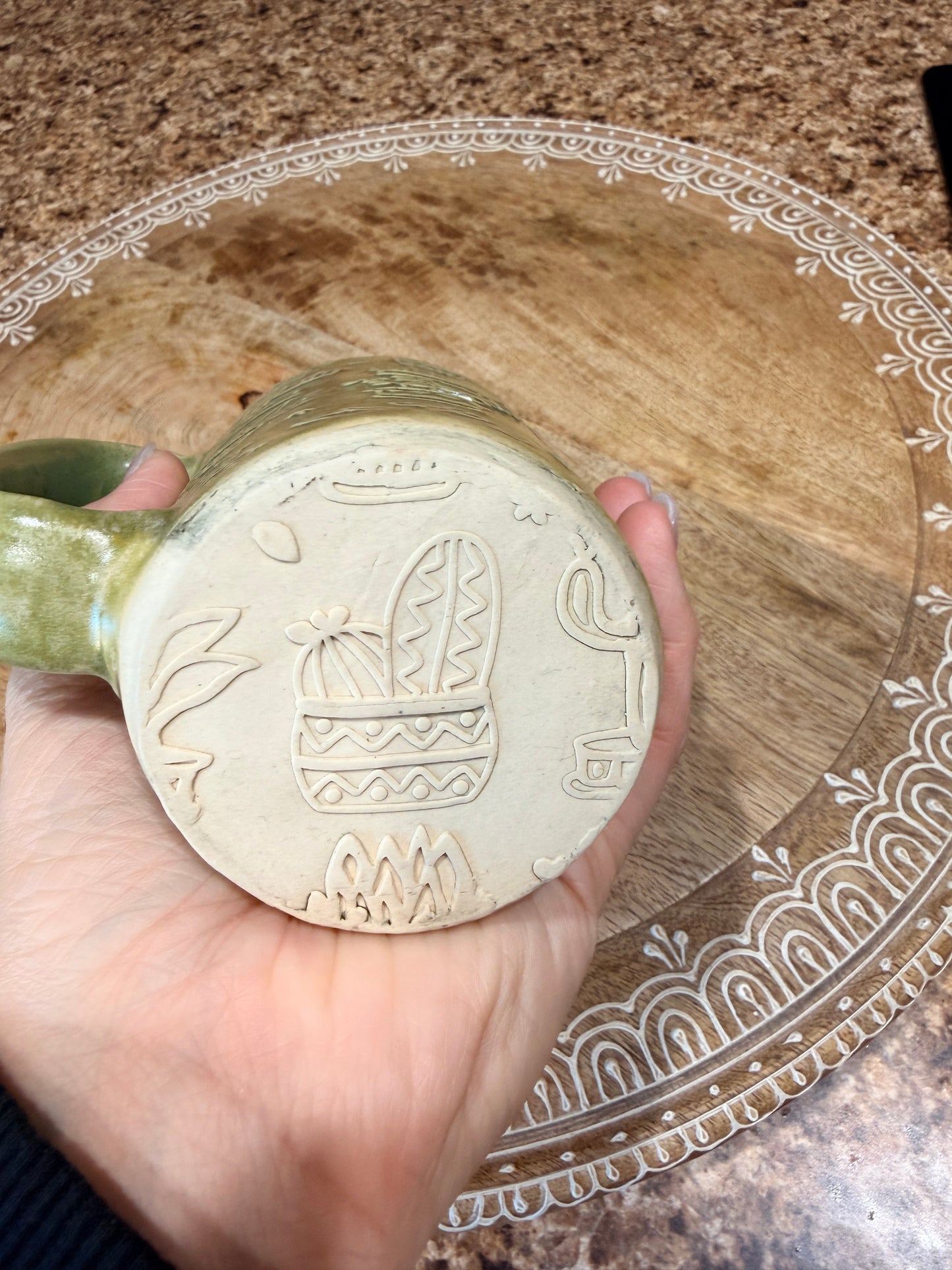 Hand built cactus mug