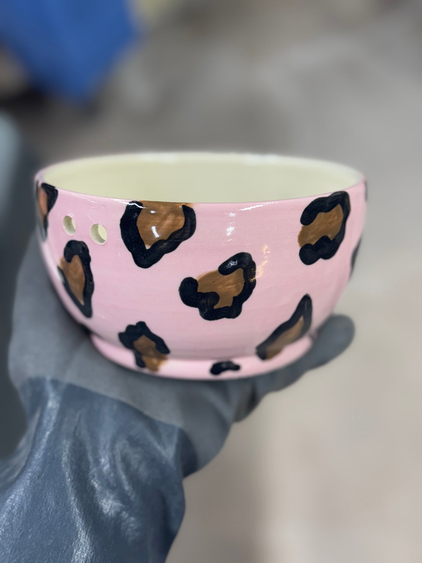 Pink leopard ramen soup bowl