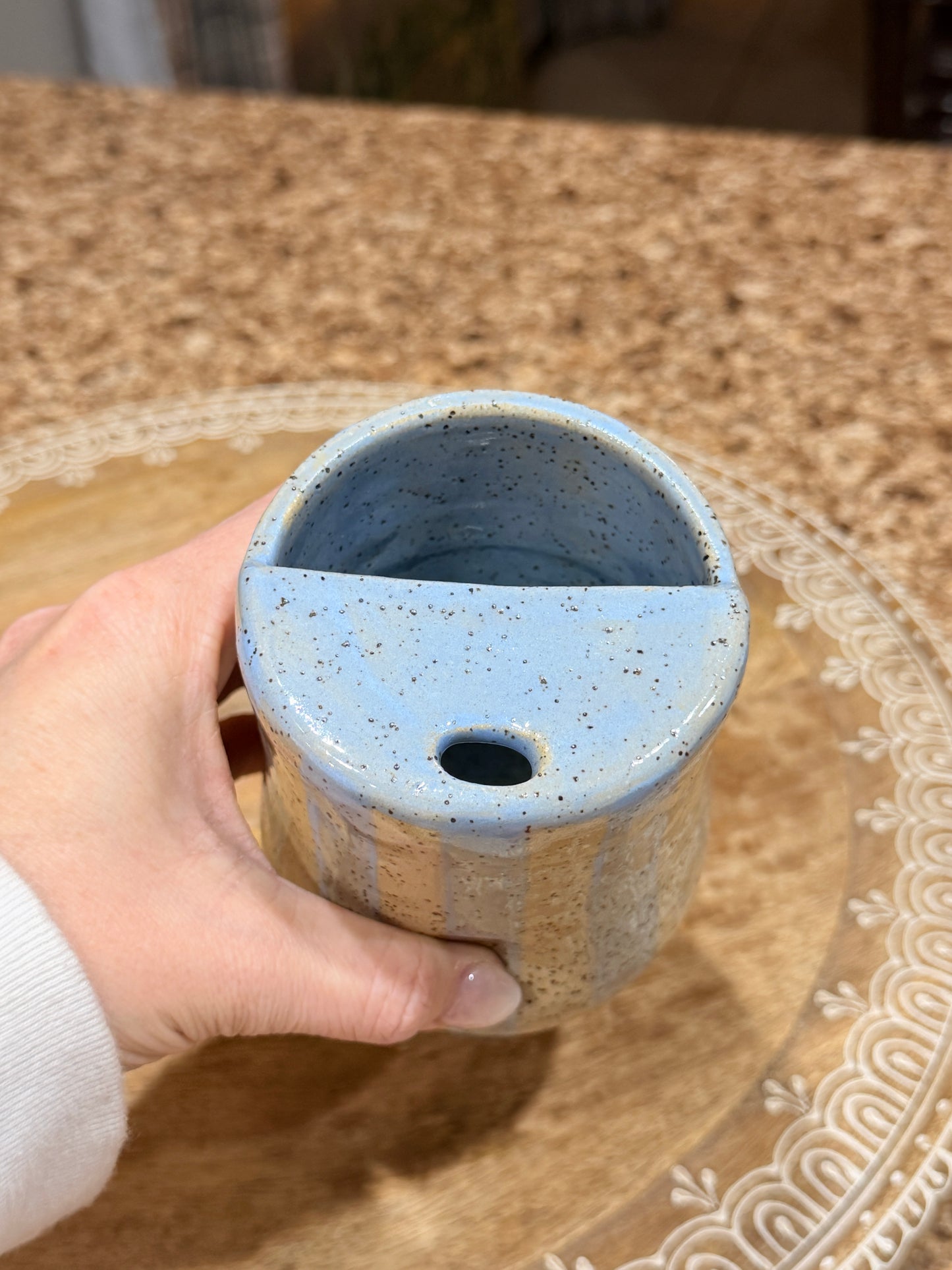 Blue stripe sippy tumbler