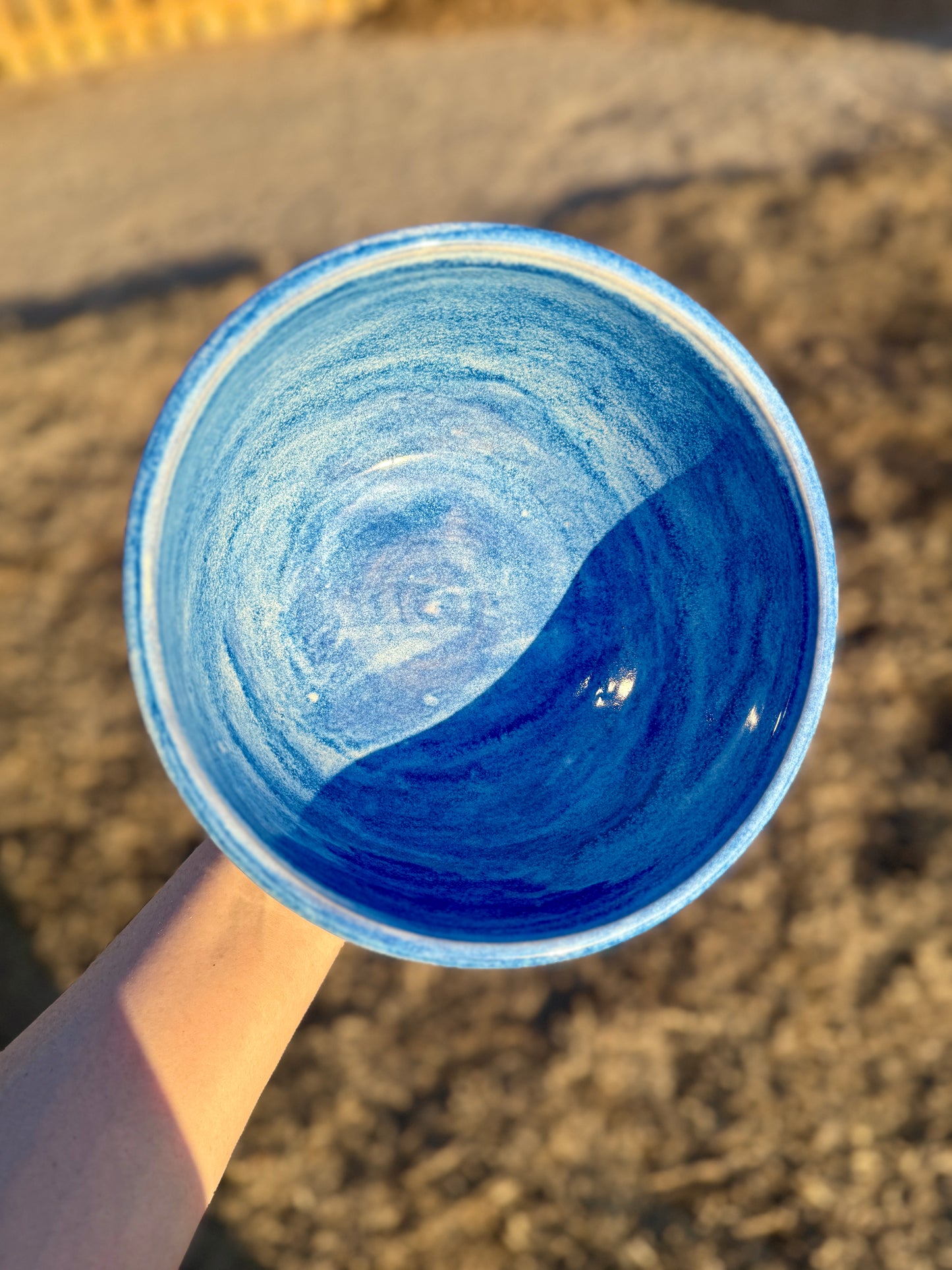 Blue serving or mixing bowl