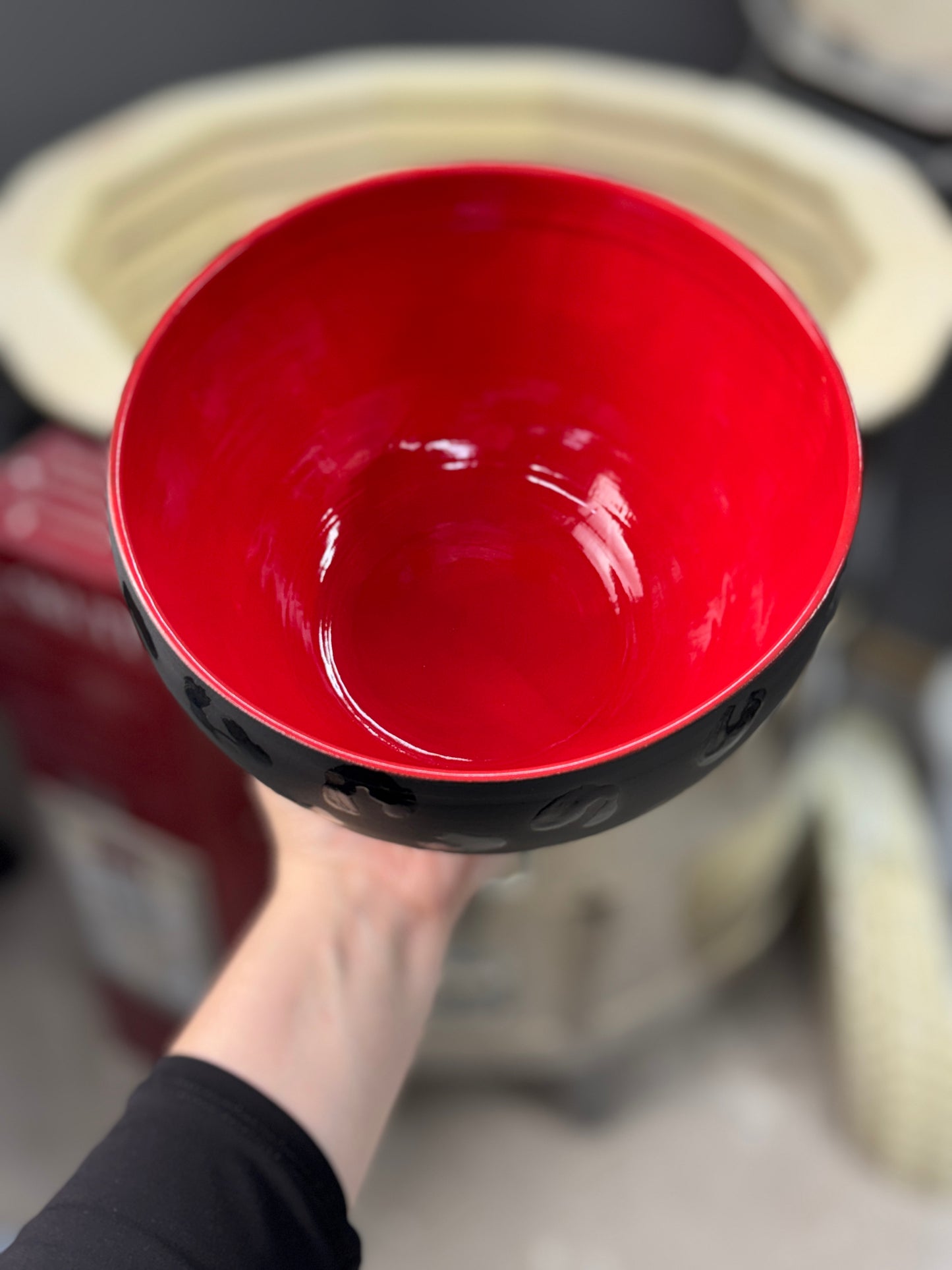Red leopard serving or mixing bowl