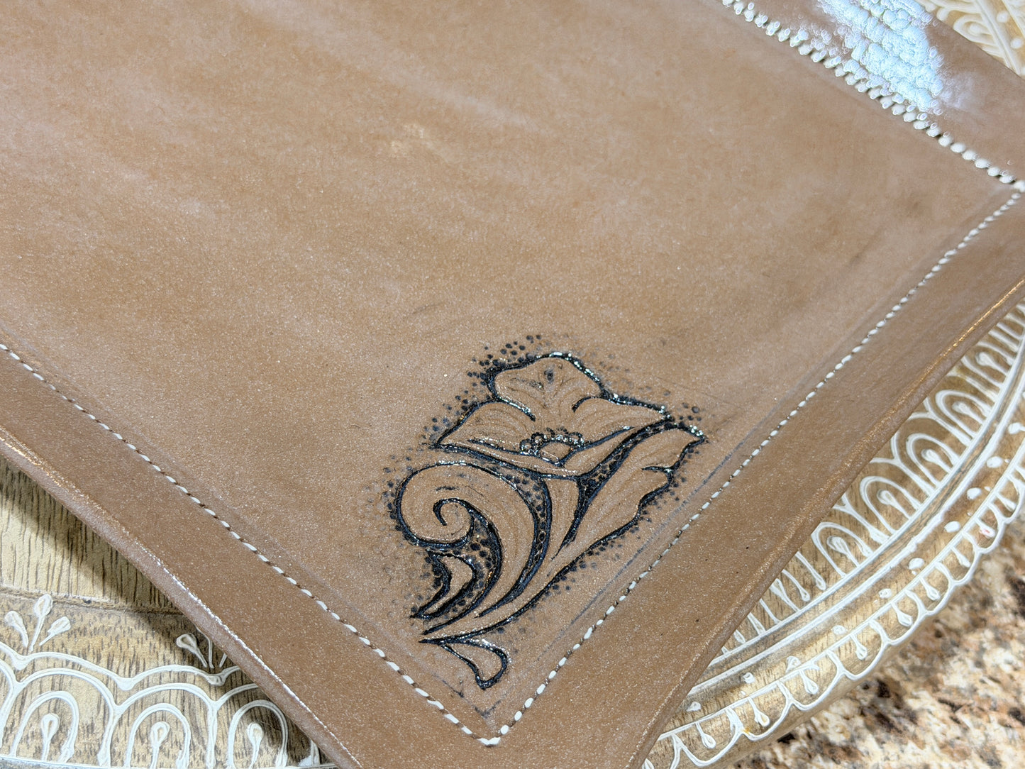 “Tooled leather” platter