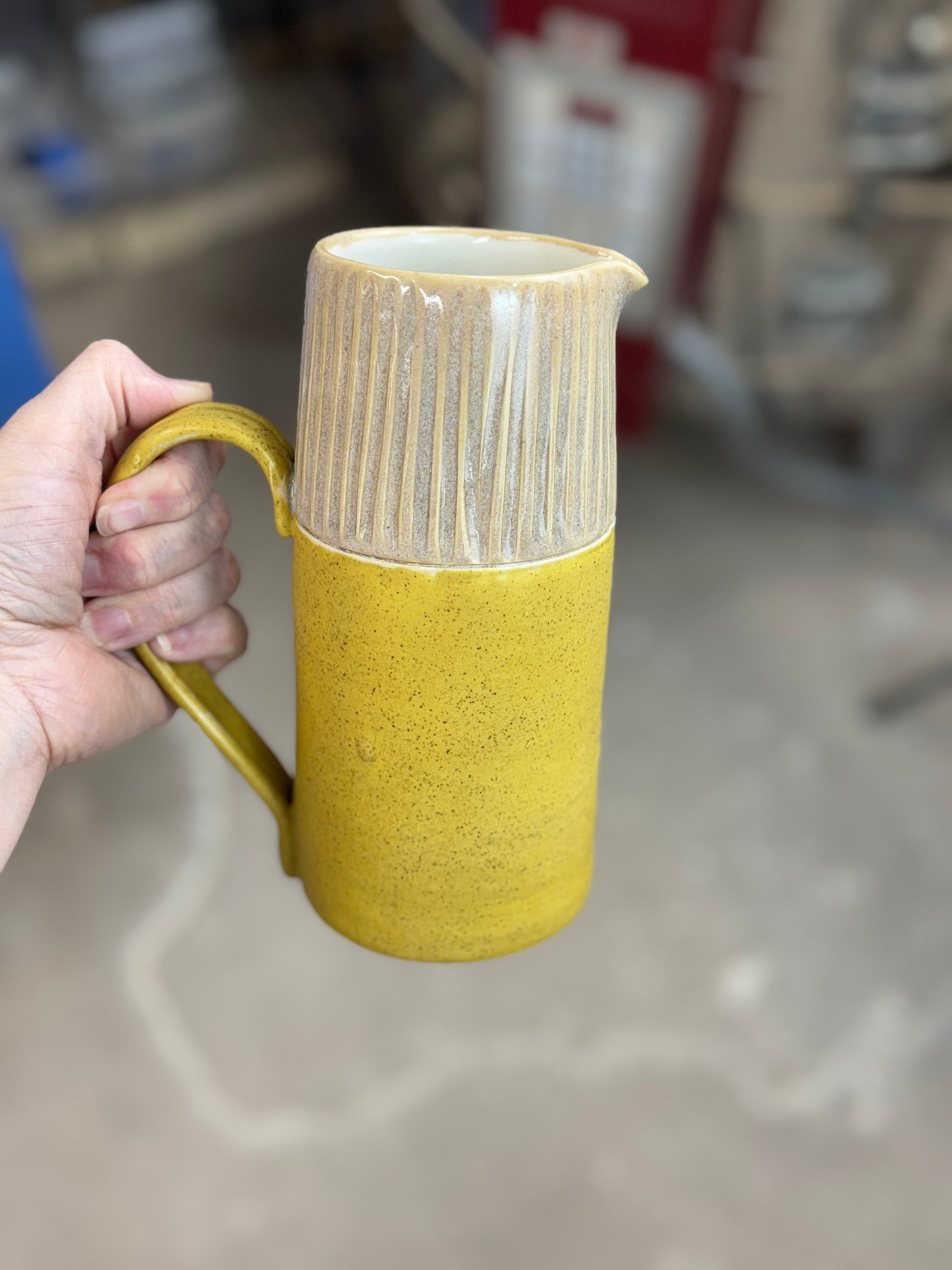 Yellow and Cream Pitcher- 28oz