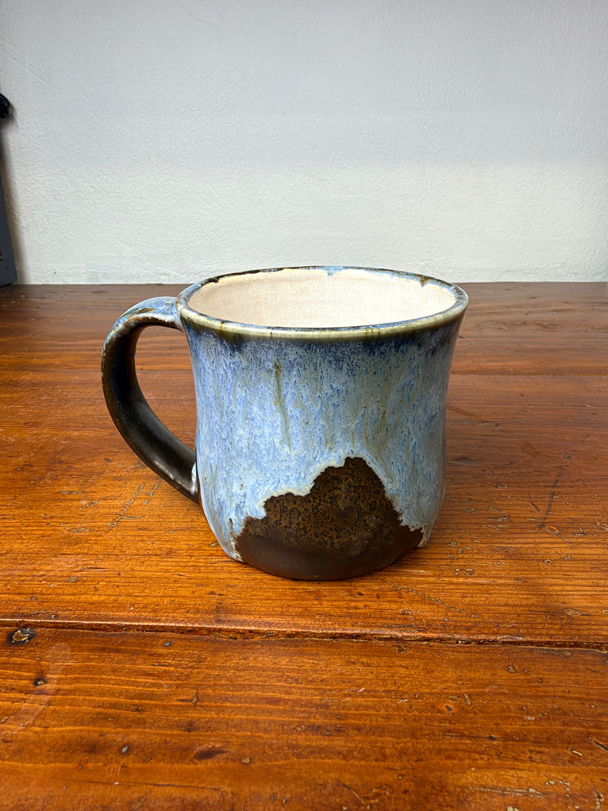 Rustic Drippy Brown and Blue Mug B - 16 oz