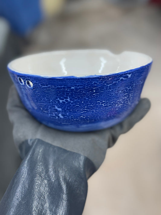 Blue crackle ramen soup bowl