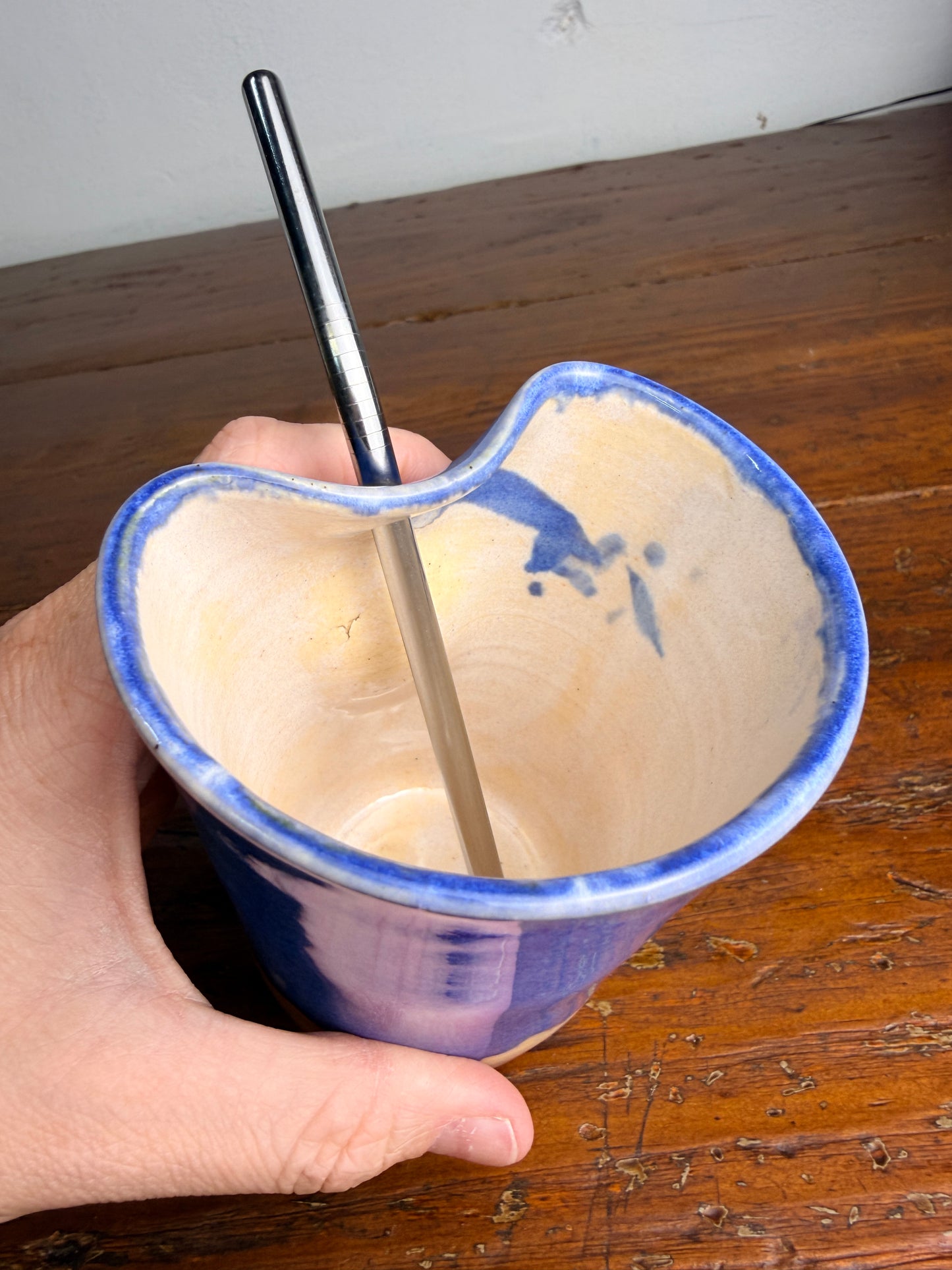 Blue tumbler with straw - A