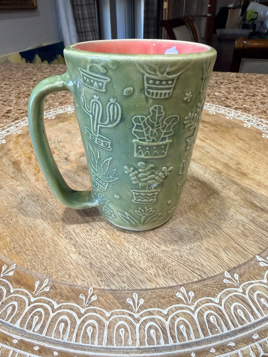 Hand built cactus mug