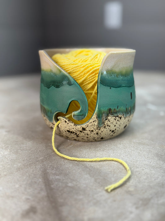 Turquoise layered Yarn Bowl