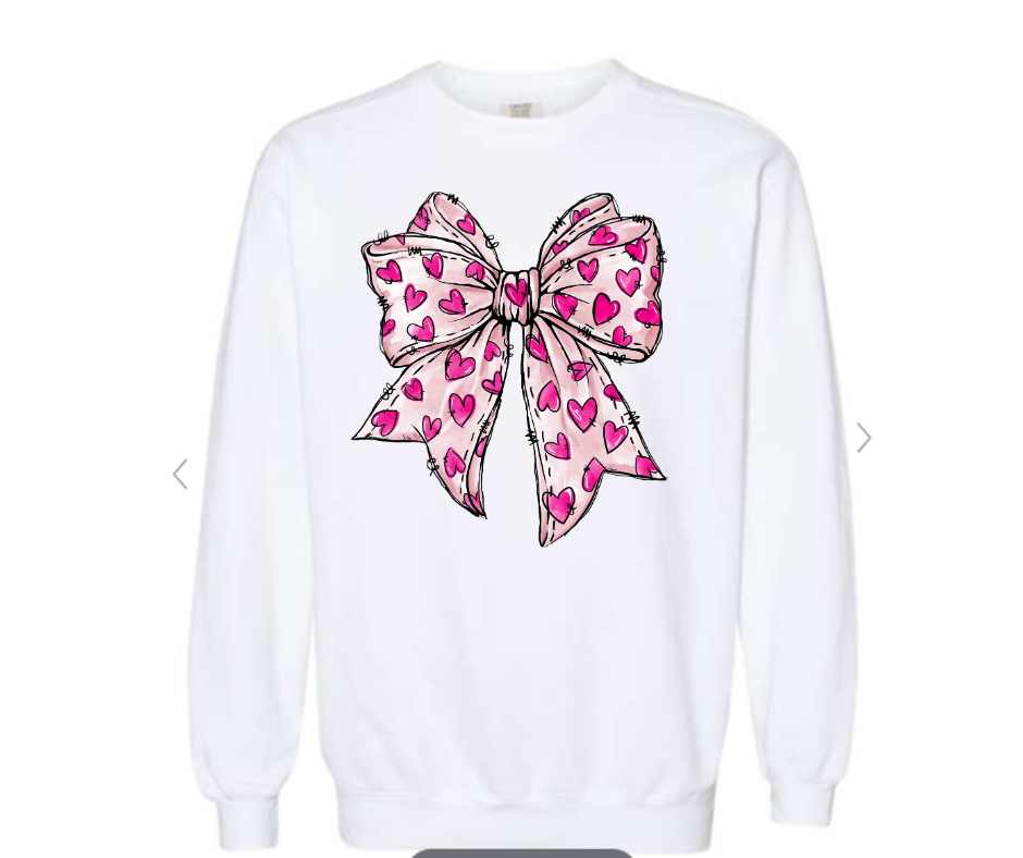 ADULT & YOUTH SIZES - Pink Heart Bow - Apparel