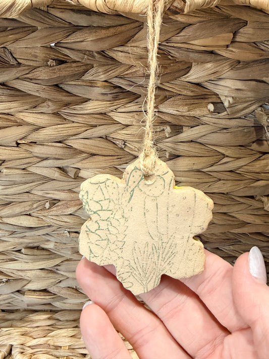 Flower cactus print ornament