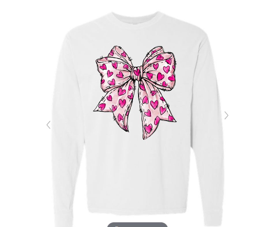 ADULT & YOUTH SIZES - Pink Heart Bow - Apparel