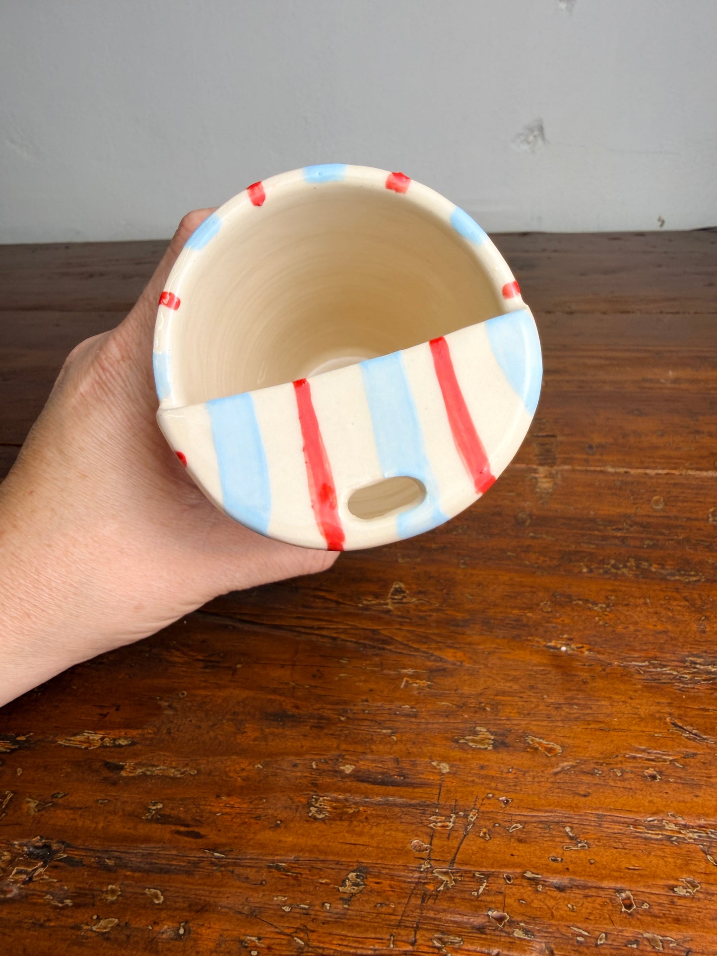 Striped sippy tumbler - red white blue