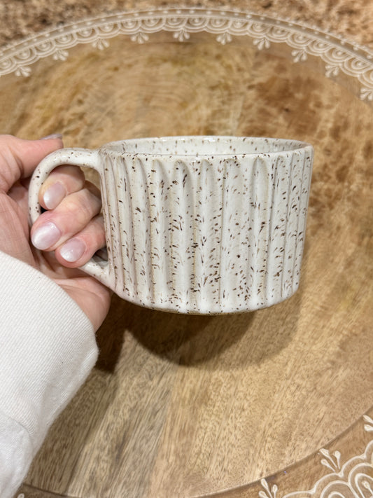 White fluted mug