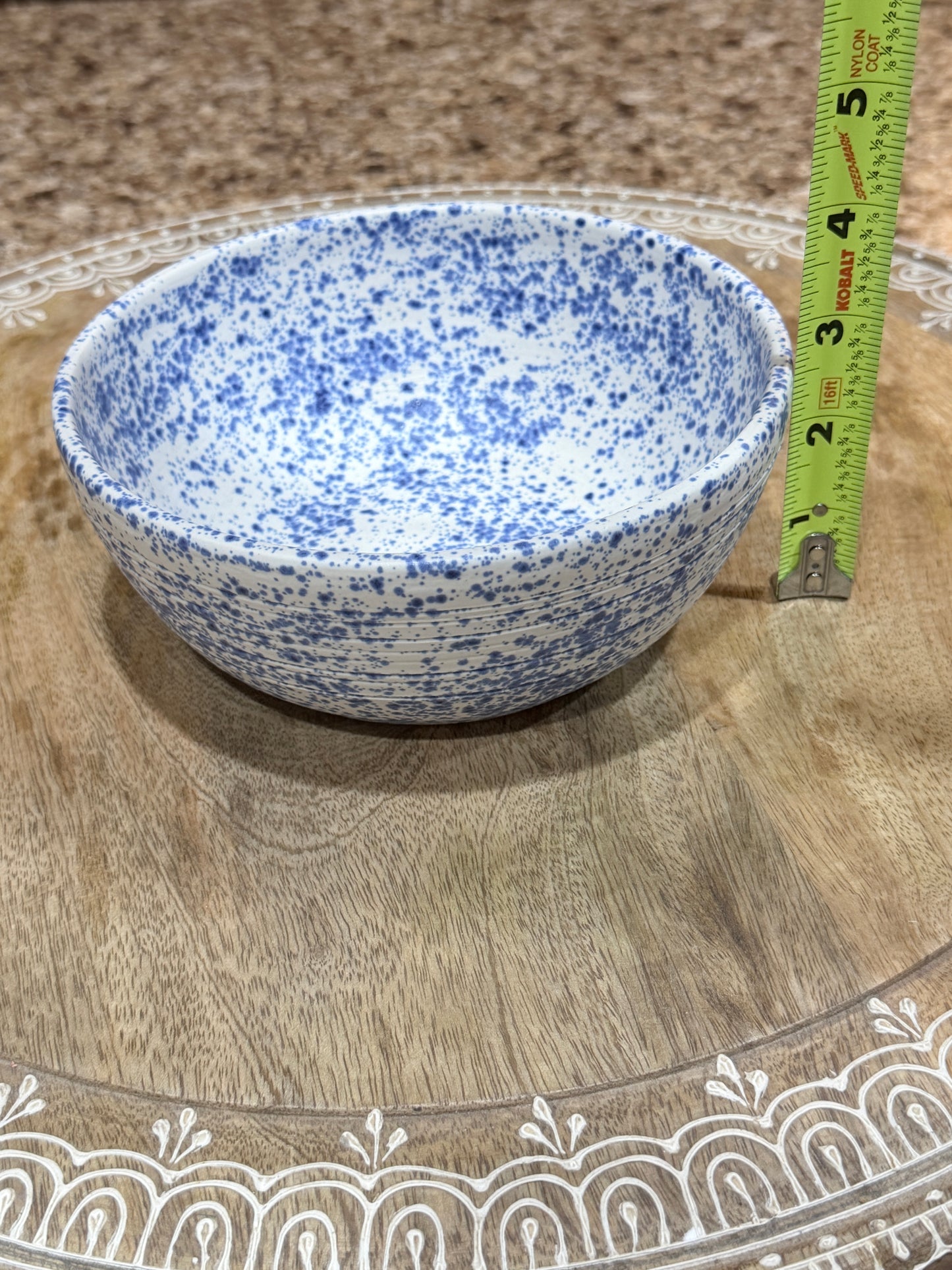 Blue speckled bowl