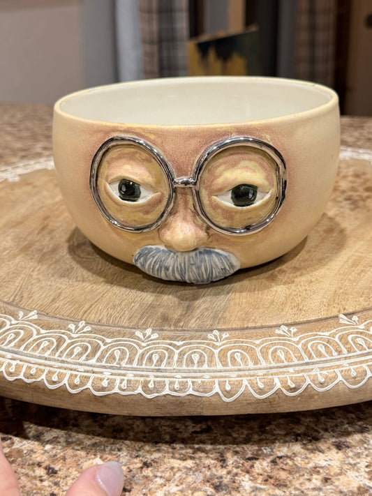 Silly old man with glasses