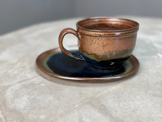Soup and cracker set - copper and blue