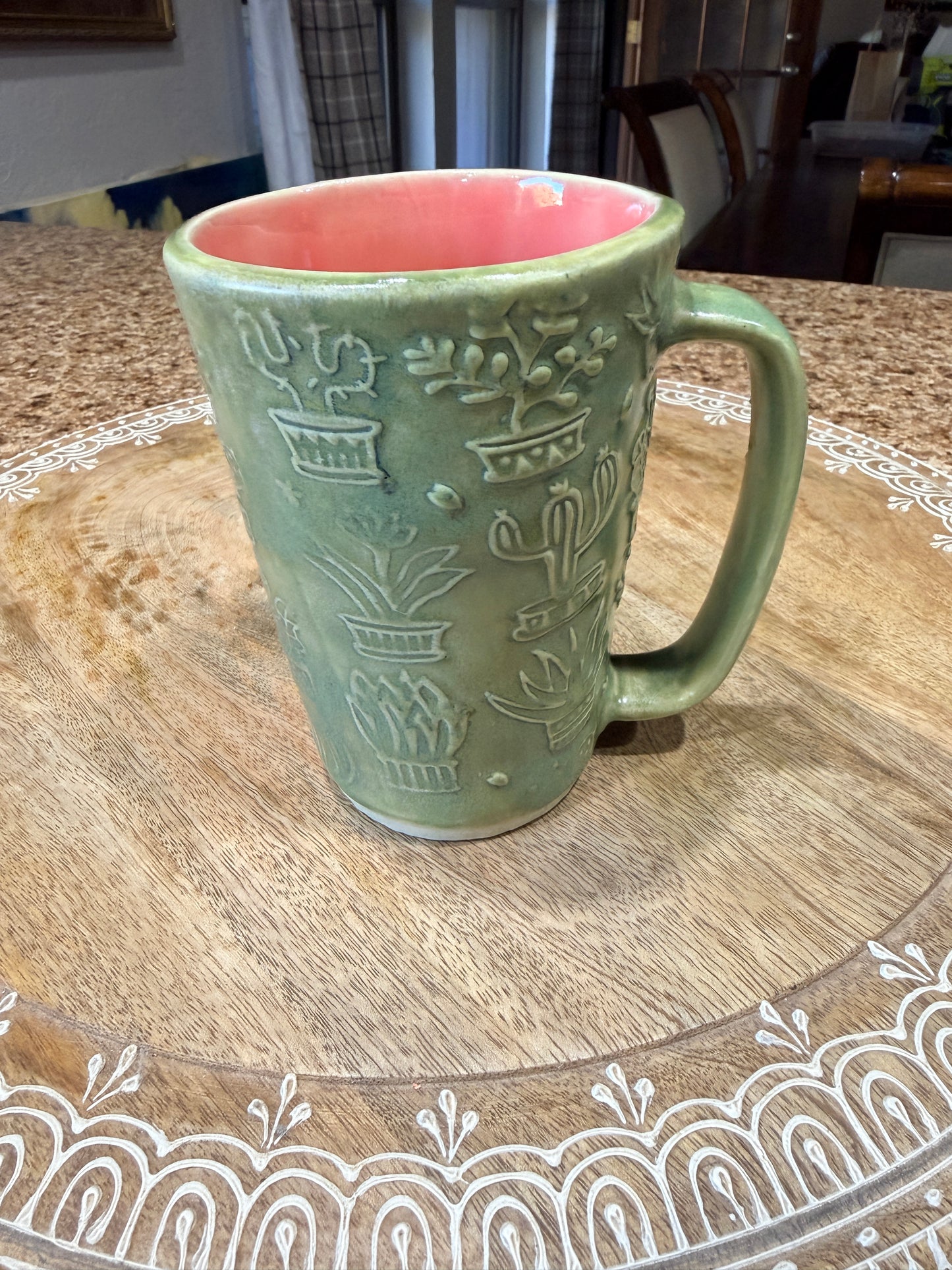 Hand built cactus mug