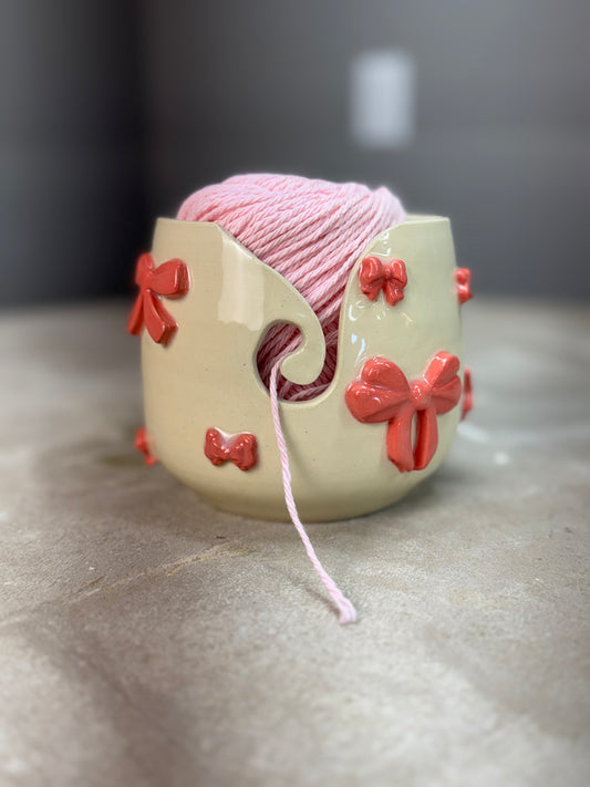 Pink Bow Yarn Bowl