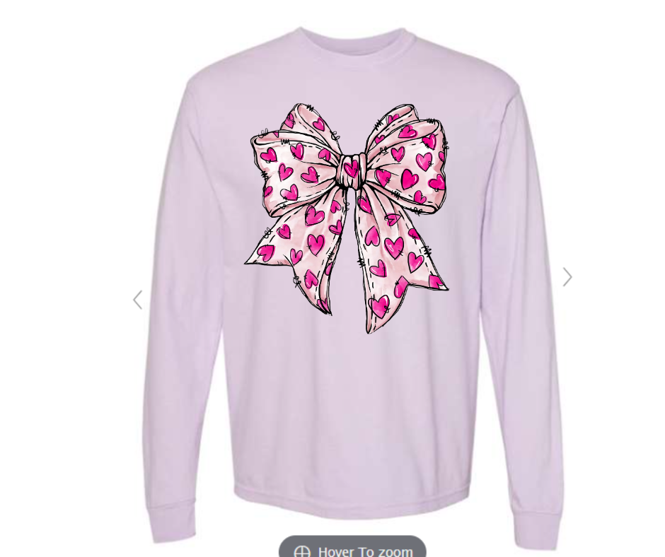 ADULT & YOUTH SIZES - Pink Heart Bow - Apparel