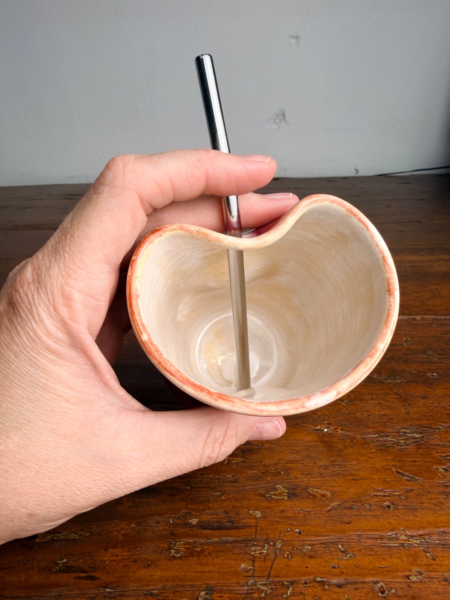 Tumbler with straw - cream & pink