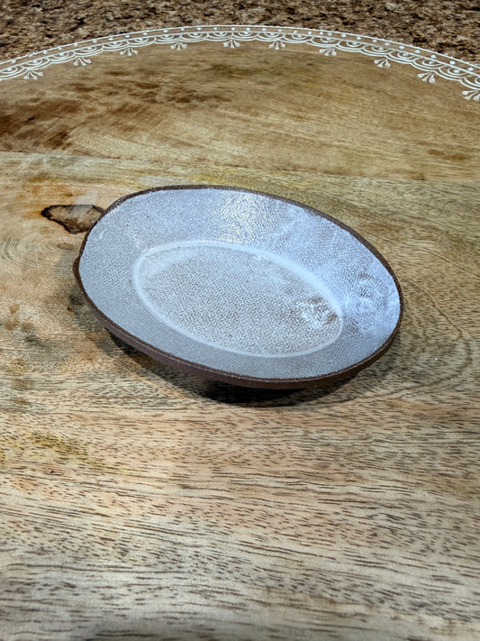 Trinket dish - red clay white glaze