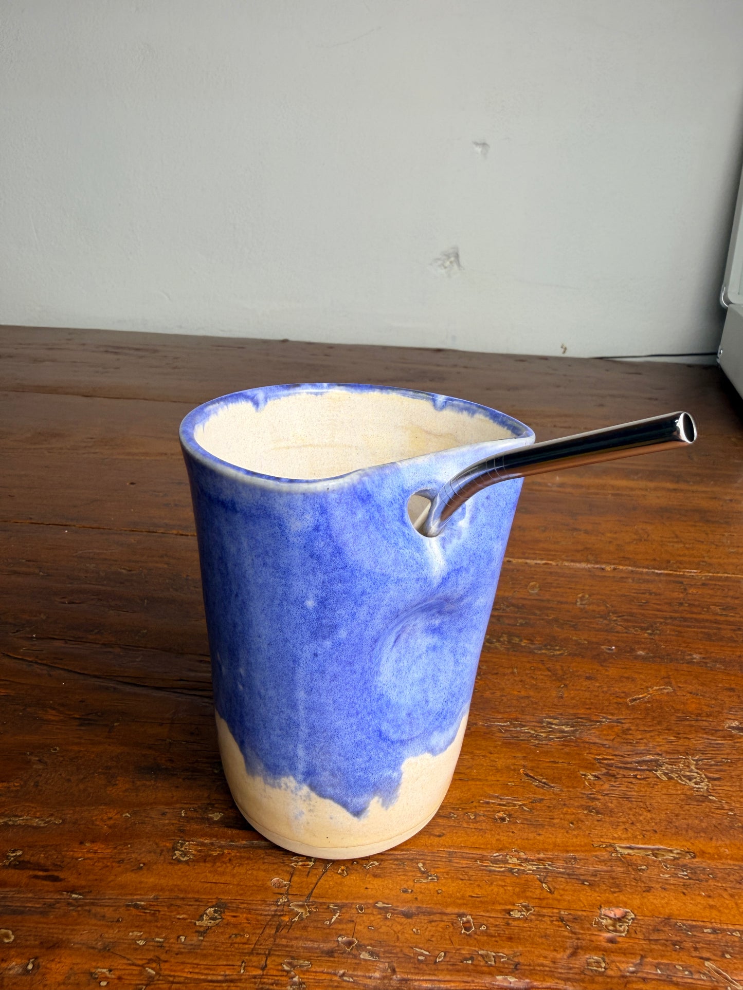 Blue tumbler with straw - A