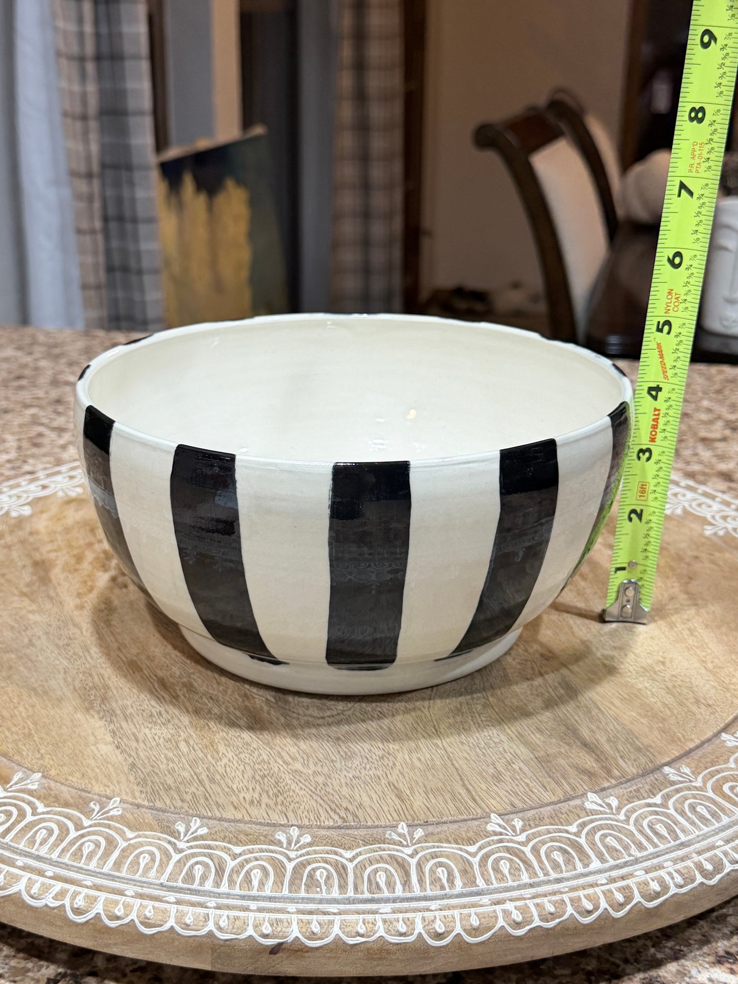 Black and white stripe large bowl