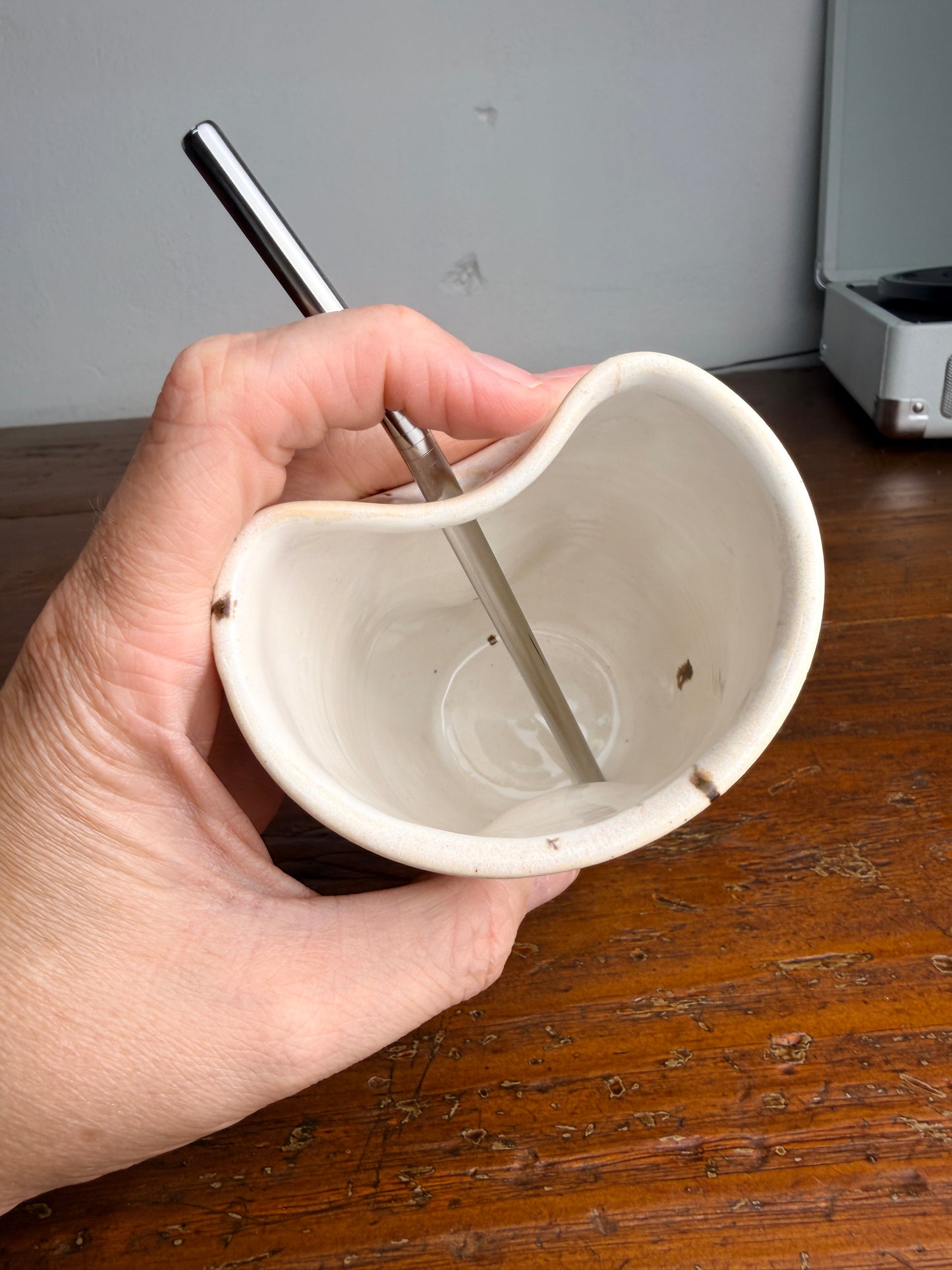 Tumbler with straw - cream teal