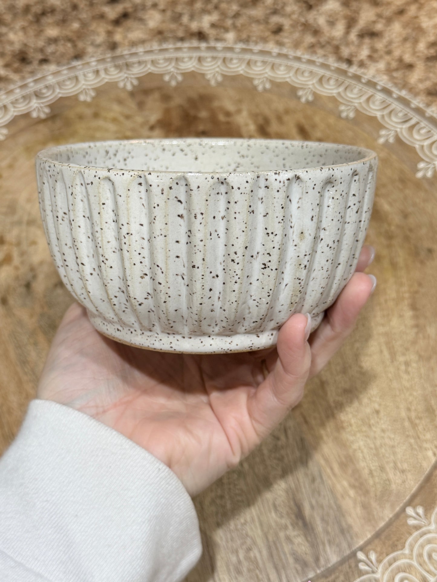 White fluted cereal bowl