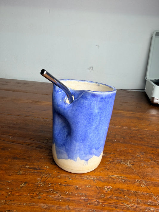 Blue tumbler with straw - B