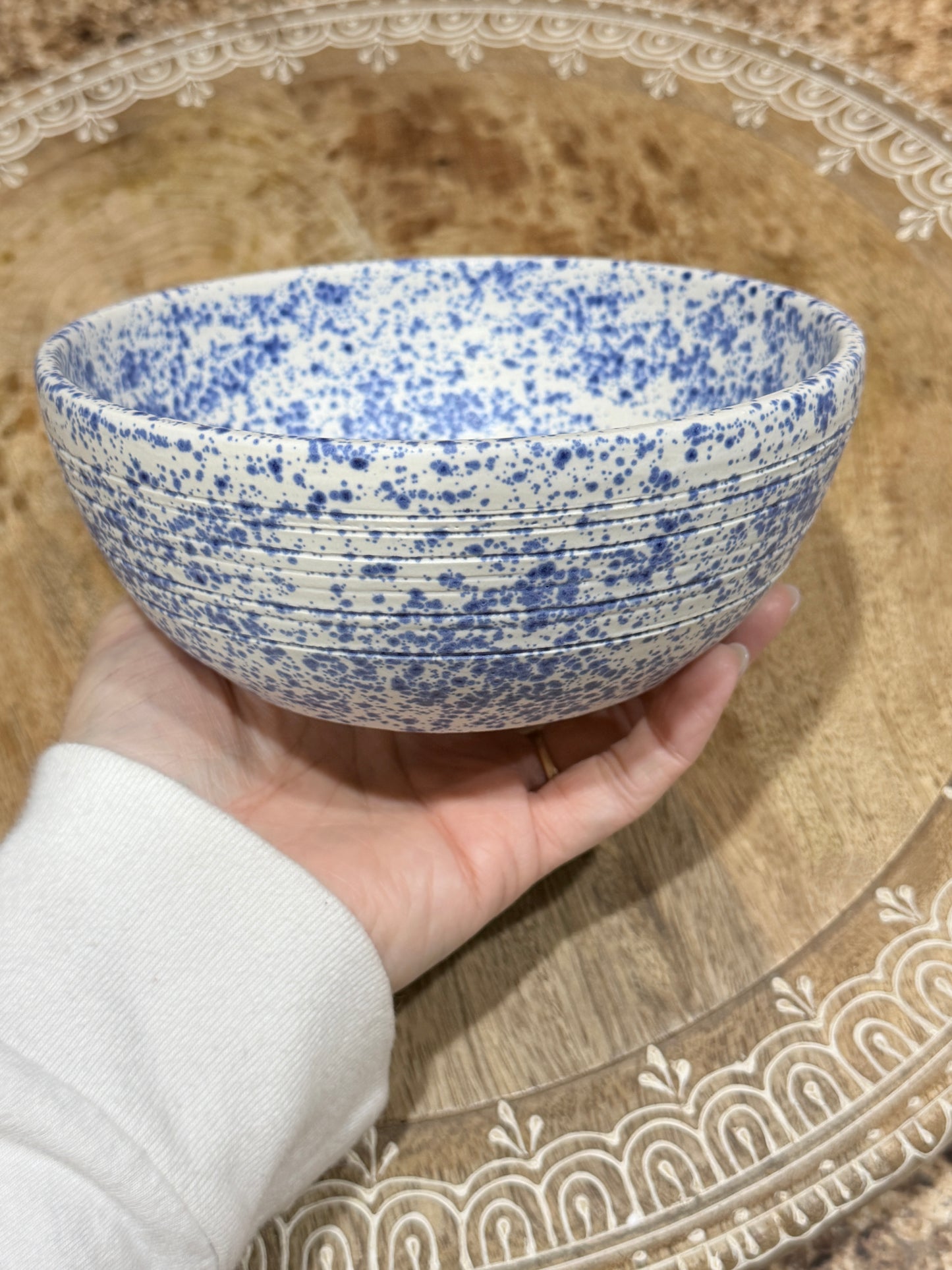 Blue speckled bowl
