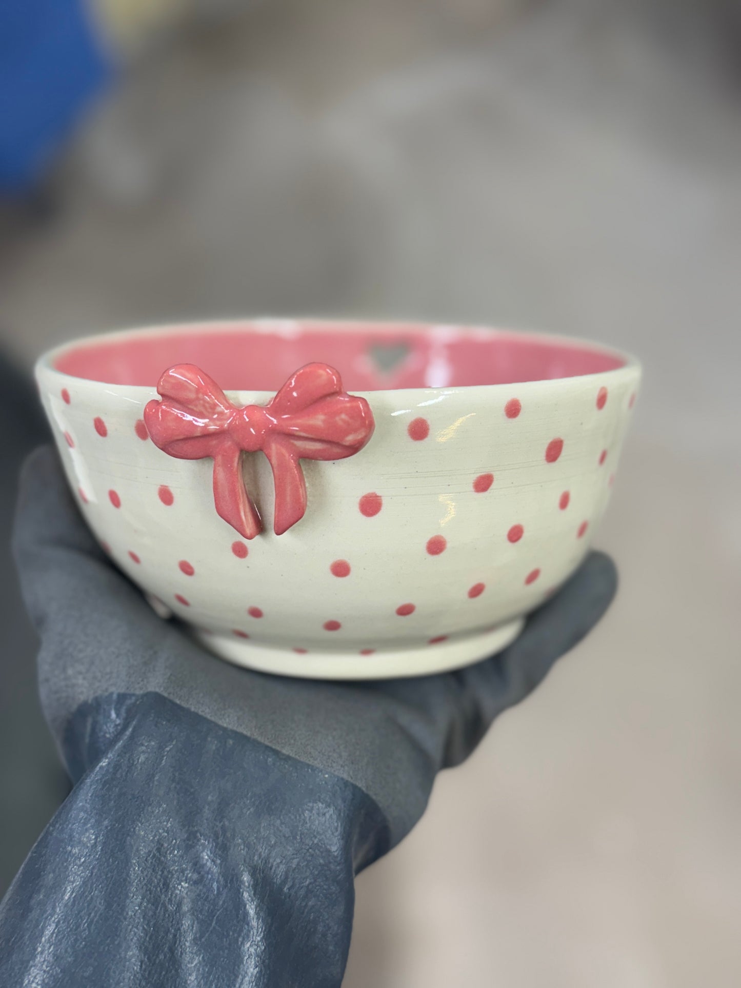 Polka dot/Bow ramen soup bowl