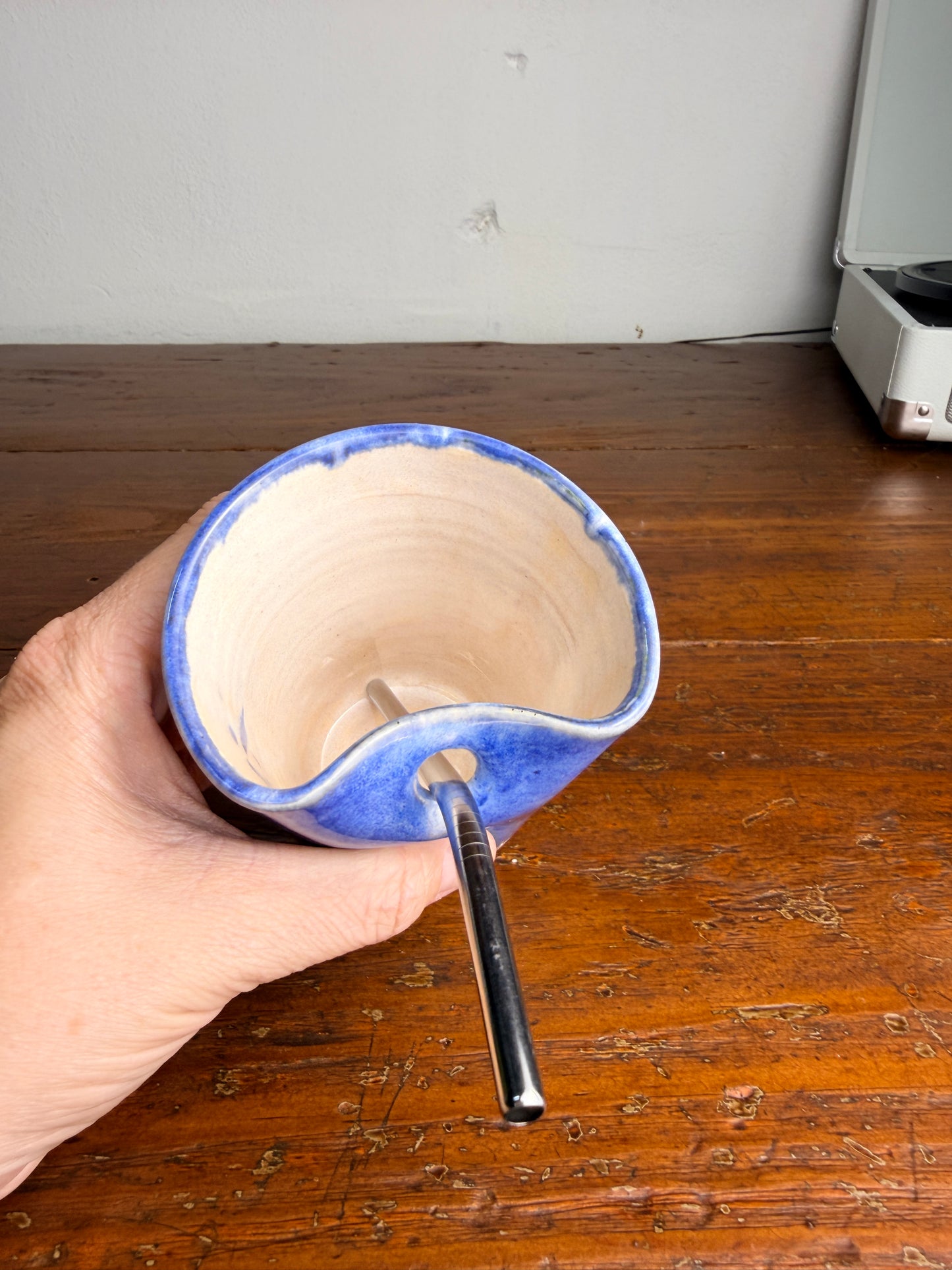 Blue tumbler with straw - A