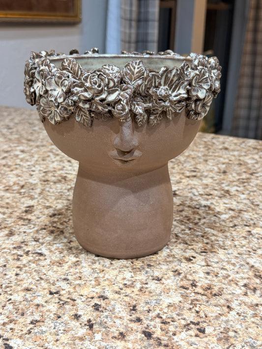 Floral face vase