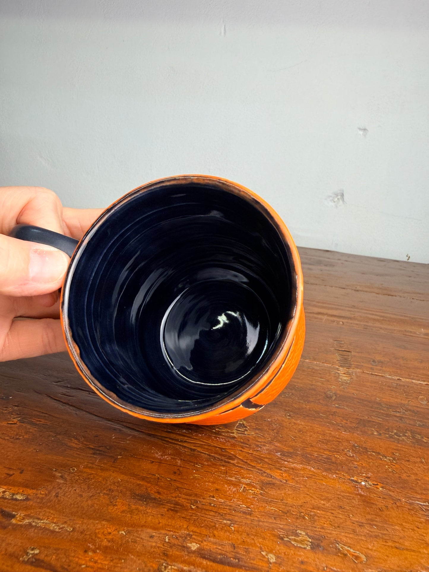 Hand carved basketball mug