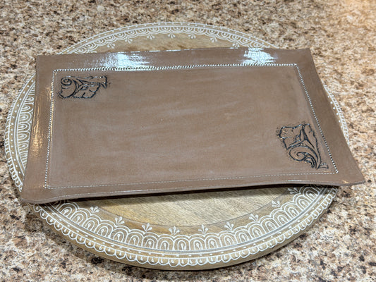 “Tooled leather” platter
