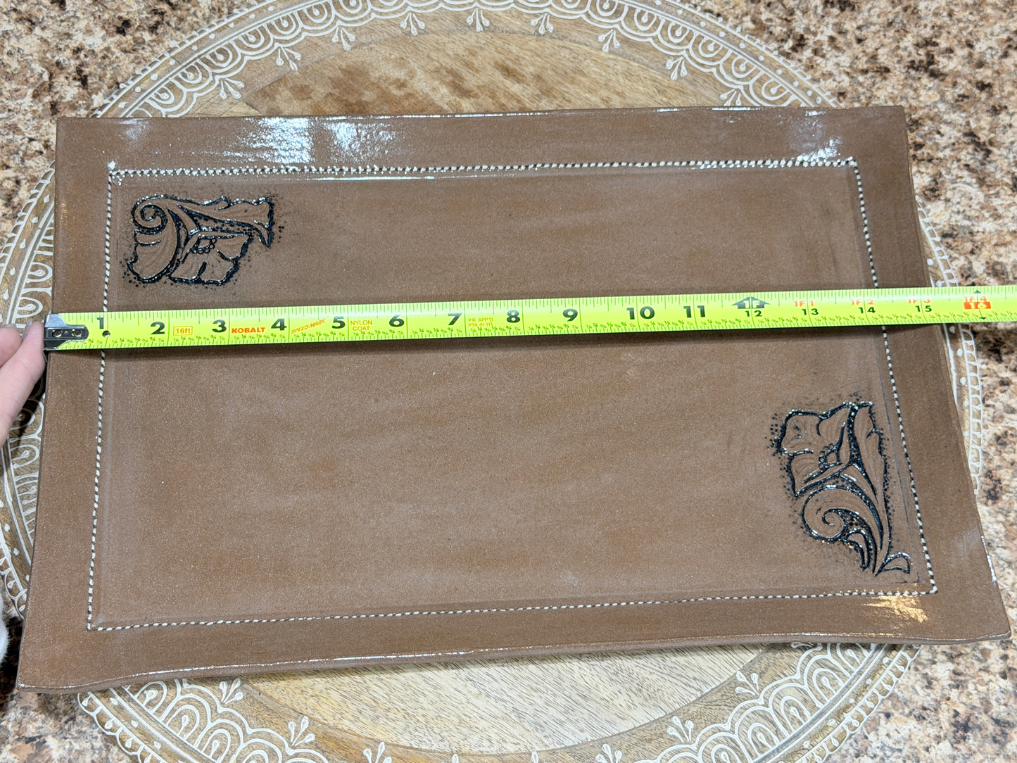 “Tooled leather” platter