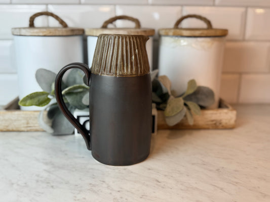 Black and Brown Carved Pitcher- 26oz