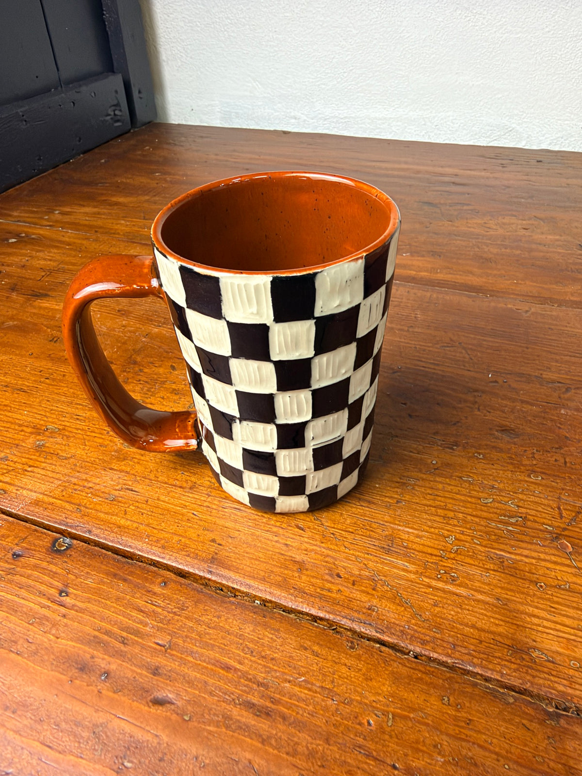 Checkered Carved Mug - Deep Sienna - 11 oz