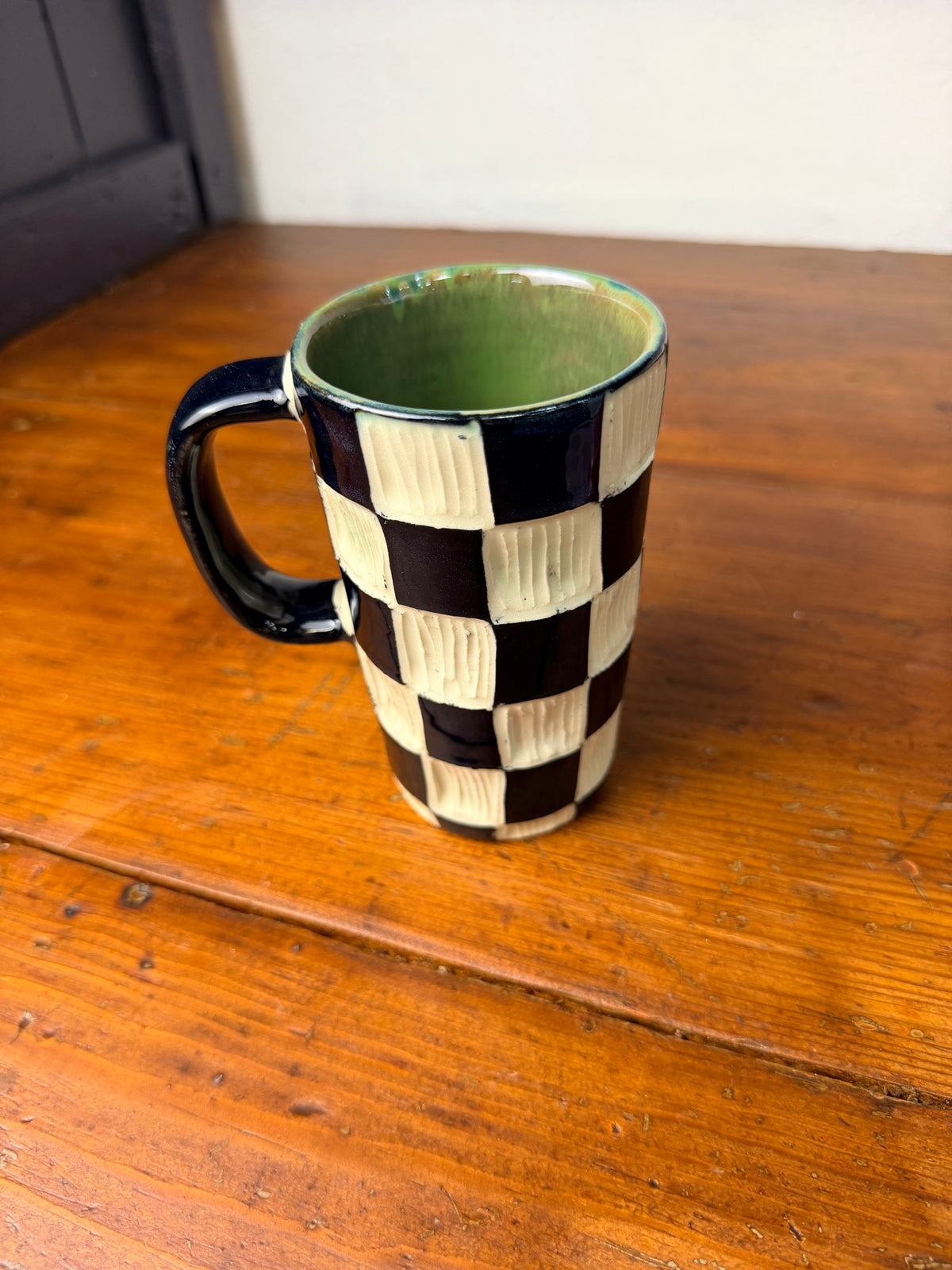 Checkered Carved Mug - Seaweed - 8 oz