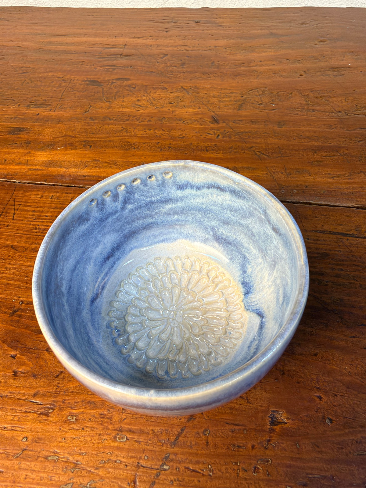 Garlic Grater / Herb Stripper Bowl – Blue & Cream B