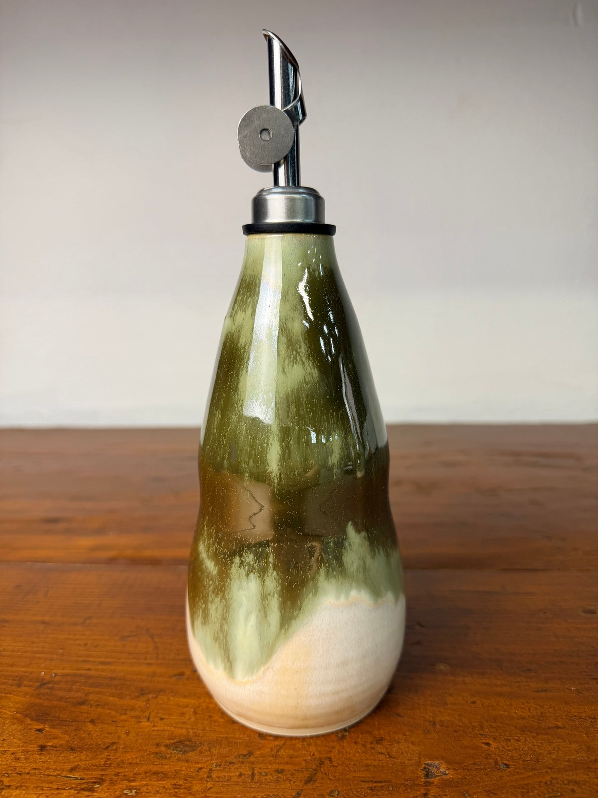 Oil Jar – Green & Cream C