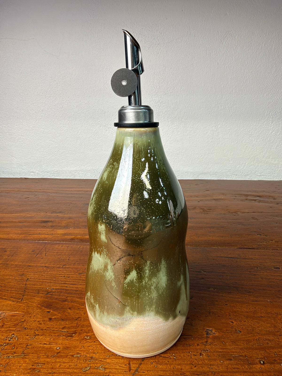 Oil Jar – Green & Cream D
