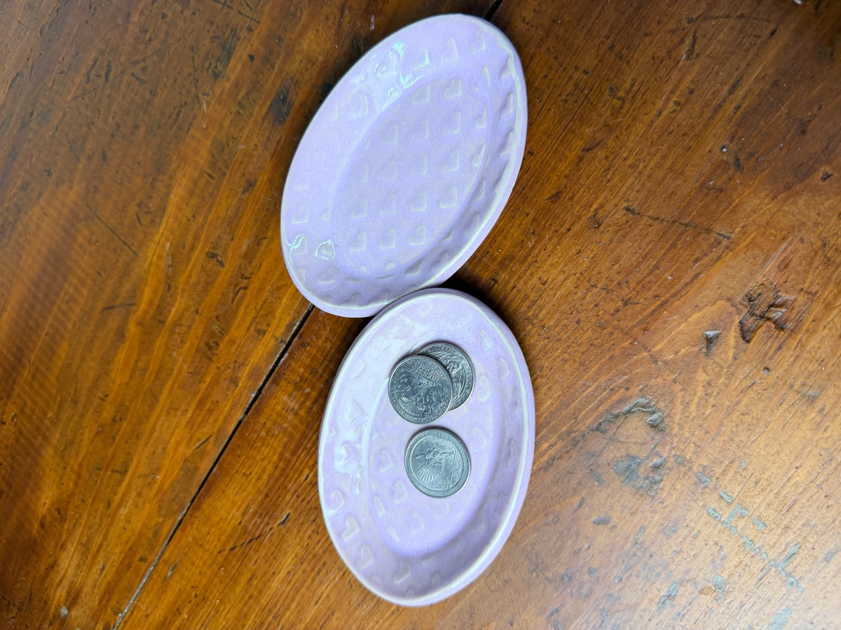 Pink Heart Trinket Dish - Oval