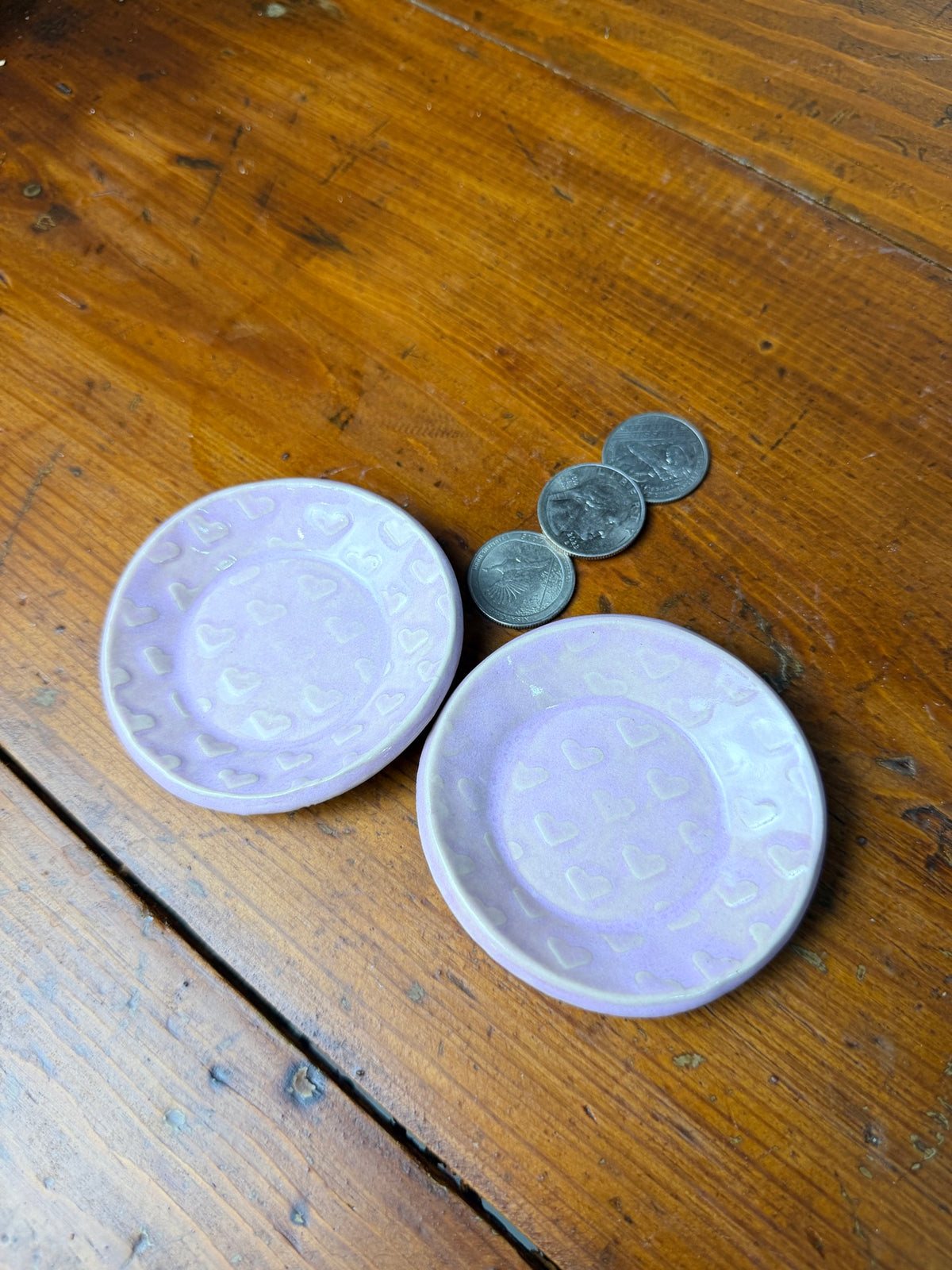 Pink Heart Trinket Dish - Round